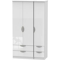 Click to view product details and reviews for Camden White Gloss 3 Door Tall Triple Wardrobe 4 Drawers. Click to view product details and reviews for Camden White Gloss 3 Door Tall Triple Wardrobe 4 Drawers.