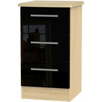 Click to view product details and reviews for Knightsbridge Black Gloss And Light Oak 3 Drawer Bedside Cabinet. Click to view product details and reviews for Knightsbridge Black Gloss And Light Oak 3 Drawer Bedside Cabinet.