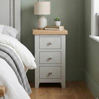 Wilmont Bedside Cabinet - 3 Drawer Compact - Grey Painted Wilmont Bedside Cabinet - 3 Drawer Compact - Grey Painted