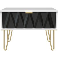 Click to view product details and reviews for Diamond Midi Bedside Table 1 Drawer With Gold Hairpin Legs Black And White. Click to view product details and reviews for Diamond Midi Bedside Table 1 Drawer With Gold Hairpin Legs Black And White.