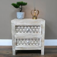Click to view product details and reviews for Bedside Cabinet 2 Drawer White Washed Mango Wood. Click to view product details and reviews for Bedside Cabinet 2 Drawer White Washed Mango Wood.