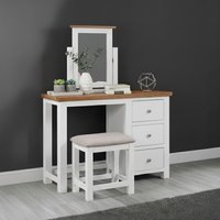 Click to view product details and reviews for Lundy Dressing Table 3 Drawer Single With Stool White Painted. Click to view product details and reviews for Lundy Dressing Table 3 Drawer Single With Stool White Painted.