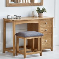 Click to view product details and reviews for Mallory Dressing Table With Stool 3 Drawer Single Oak. Click to view product details and reviews for Mallory Dressing Table With Stool 3 Drawer Single Oak.