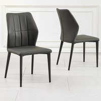 Click to view product details and reviews for Clearance Harrow Dining Chair Dark Grey Leather.