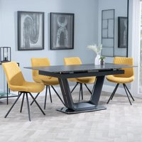 Click to view product details and reviews for Alpha Extending Dining Set 4 6 Seater 140cm 180cm Black Ceramic Boden Swivel Dining Chair Yellow Fabric. Click to view product details and reviews for Alpha Extending Dining Set 4 6 Seater 140cm 180cm Black Ceramic Boden Swivel Dining Chair Yellow Fabric.