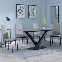 Click to view product details and reviews for Maldon Dining Set 6 Seater 160cm Grey Ceramic Metro Dining Chairs Beige Leather Black Legs. Click to view product details and reviews for Maldon Dining Set 6 Seater 160cm Grey Ceramic Metro Dining Chairs Beige Leather Black Legs.