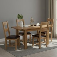 Click to view product details and reviews for Original Extending Dining Set 4 6 Seater 120cm 153cm Rustic Oak 4 Ladder Back Chair With Dark Brown Faux Leather Seat Pad. Click to view product details and reviews for Original Extending Dining Set 4 6 Seater 120cm 153cm Rustic Oak 4 Ladder Back Chair With Dark Brown Faux Leather Seat Pad.