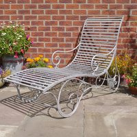 Click to view product details and reviews for Garden Lounger Antique Grey Metal. Click to view product details and reviews for Garden Lounger Antique Grey Metal.