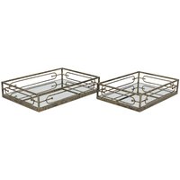 Click to view product details and reviews for Estela Mirrored Trays Antique Gold Set Of 2. Click to view product details and reviews for Estela Mirrored Trays Antique Gold Set Of 2.