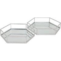 Click to view product details and reviews for Hexagon Trays Set Of 2 Silver. Click to view product details and reviews for Hexagon Trays Set Of 2 Silver.