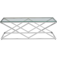 Allure Coffee Table - Glass - Silver Inverted Prism Base Allure Coffee Table - Glass - Silver Inverted Prism Base