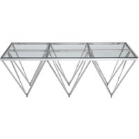 Allure Coffee Table - Glass - Silver Spike Triangle Base Allure Coffee Table - Glass - Silver Spike Triangle Base