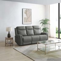 Click to view product details and reviews for Henley Electric Recliner Sofa Grey Leather 3 Seater.