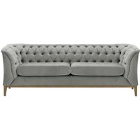 Canapé 2,5 places Chesterfield Modern Wood, gris clair - Velluto 15, Couleur des pieds: Noir wax