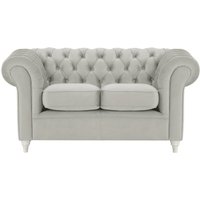 Canapé deux places Chesterfield, gris clair - Velluto 15, Couleur des pieds: Blanc