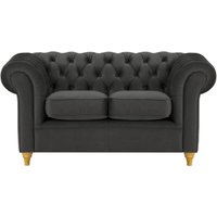 Canapé deux places Chesterfield, noir - Velluto 20, Couleur des pieds: Chêne clair