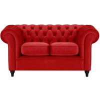 Canapé deux places Chesterfield, rouge - Velluto 7, Couleur des pieds: Noir