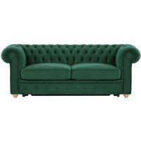 Chesterfield Max Borneo – Canapé trois places convertible avec sommier, vert foncé - Velluto 10, Couleur des pieds: aveo
