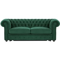 Chesterfield Max Borneo – Canapé trois places convertible avec sommier, vert foncé - Velluto 10, Couleur des pieds: Noir