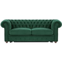 Chesterfield Max Borneo – Canapé trois places convertible avec sommier, vert foncé - Velluto 10, Couleur des pieds: Chêne foncé