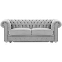 Chesterfield Max Borneo – Canapé trois places convertible avec sommier, gris clair - Velluto 15, Couleur des pieds: Blanc