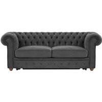 Chesterfield Max Borneo – Canapé trois places convertible avec sommier, graphite - Velluto 19, Couleur des pieds: Chêne foncé