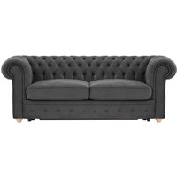 Chesterfield Max Borneo – Canapé trois places convertible avec sommier, graphite - Velluto 19, Couleur des pieds: Chêne clair
