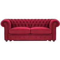 Chesterfield Max Borneo – Canapé trois places convertible avec sommier, rouge - Velluto 7, Couleur des pieds: Noir
