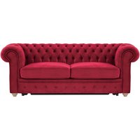 Chesterfield Max Borneo – Canapé trois places convertible avec sommier, rouge - Velluto 7, Couleur des pieds: Noir wax