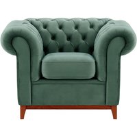 Fauteuil Chesterfield Wood, bleu - Velluto 12, Couleur des pieds: aveo