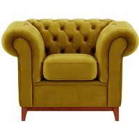 Fauteuil Chesterfield Wood, olive - Velluto 9, Couleur des pieds: aveo