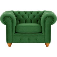 Fauteuil Chesterfield Max, vert foncé - Velluto 10, Couleur des pieds: aveo