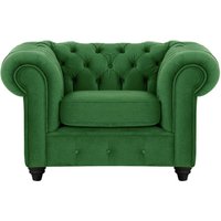 Fauteuil Chesterfield Max, vert foncé - Velluto 10, Couleur des pieds: Noir