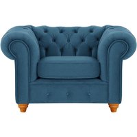 Fauteuil Chesterfield Max, bleu - Velluto 11, Couleur des pieds: aveo