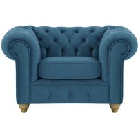 Fauteuil Chesterfield Max, bleu - Velluto 11, Couleur des pieds: Noir wax
