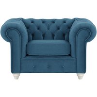 Fauteuil Chesterfield Max, bleu - Velluto 11, Couleur des pieds: Blanc