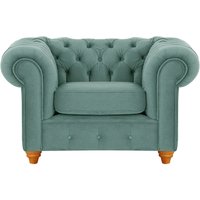 Fauteuil Chesterfield Max, bleu - Velluto 12, Couleur des pieds: aveo
