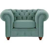 Fauteuil Chesterfield Max, bleu - Velluto 12, Couleur des pieds: Chêne foncé