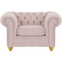 Fauteuil Chesterfield Max, lila/rose - Velluto 14, Couleur des pieds: Chêne clair