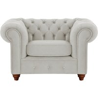 Fauteuil Chesterfield Max, gris clair - Velluto 15, Couleur des pieds: Chêne foncé