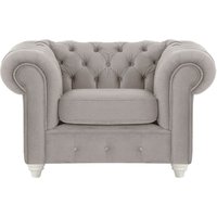 Fauteuil Chesterfield Max, gris éléphant - Velluto 17, Couleur des pieds: Blanc