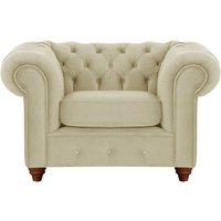 Fauteuil Chesterfield Max, beige - Velluto 3, Couleur des pieds: Chêne foncé