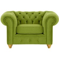Fauteuil Chesterfield Max, olive - Velluto 9, Couleur des pieds: Chêne clair