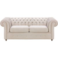 Chesterfield Max – Canapé deux places avec fonction de couchage, beige clair - Velluto 2, Couleur des pieds: Noir wax