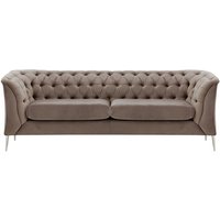 Canapé 2,5 places Chesterfield Modern, gris éléphant - Velluto 17, Couleur des pieds: Métal chromé