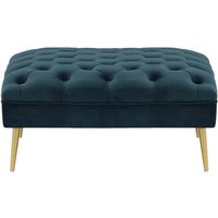Pouf Chesterfield Modern, Velluto 36 - Bleu paon, Couleur des pieds: aveo