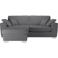 Ronay – canapé d’angle universel, Teddy granite - graphite, Couleur des pieds: Blanc
