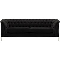 Canapé 2,5 places Chesterfield Modern, noir - Velluto 20, Couleur des pieds: Métal chromé