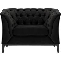 Fauteuil Chesterfield Modern Wood, noir - Velluto 20, Couleur des pieds: Noir