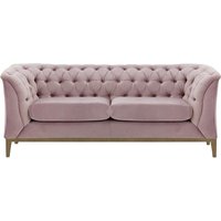 Canapé deux places Chesterfield Modern Wood, lila/rose - Velluto 14, Couleur des pieds: Noir wax